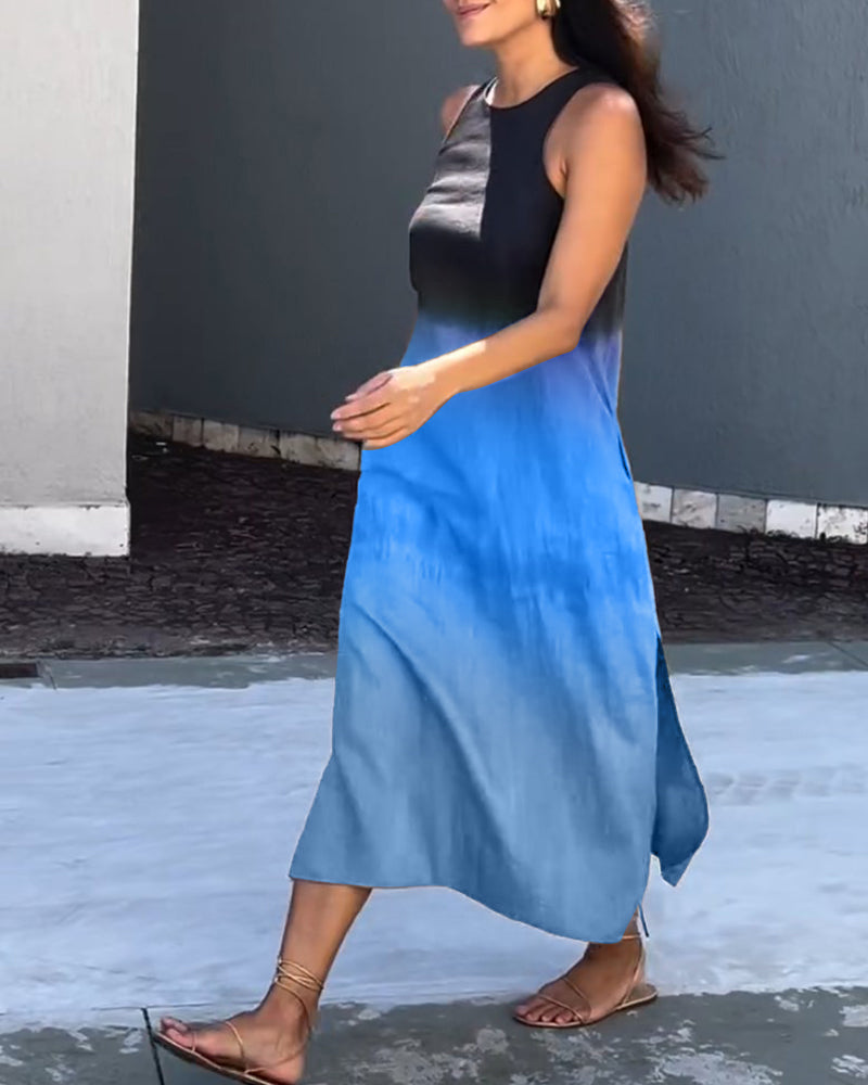 Carys | Sleeveless Round Neck Gradient Dress