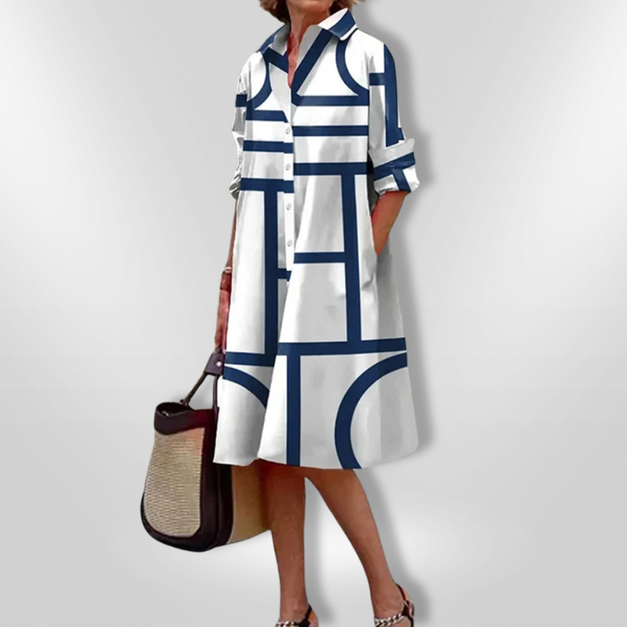 Brigitta | Airy Shirt Dress With Graphic Pattern