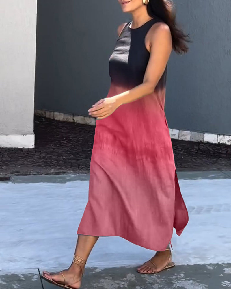 Anette | Sleeveless Gradient Dress With Round Neck