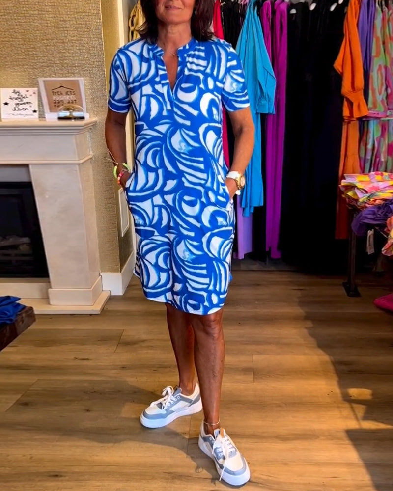 Marlo | Casual Loose Fit Printed V-Neck Dress