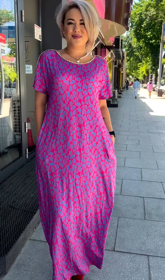 Raven | Spring Chic Printed Maxi Dress With Pockets