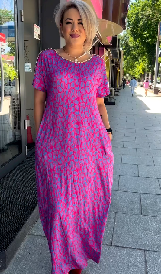 Raven | Spring Chic Printed Maxi Dress With Pockets
