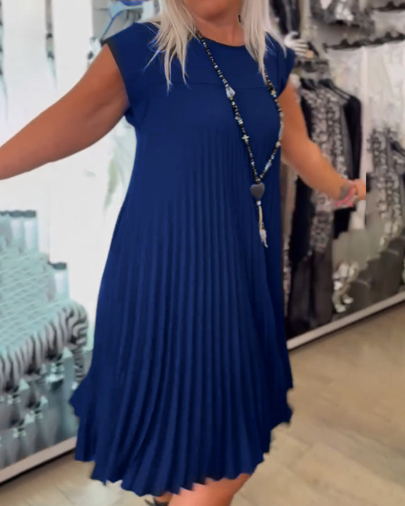 Nova | Trendy Round Neck Pleated Dress