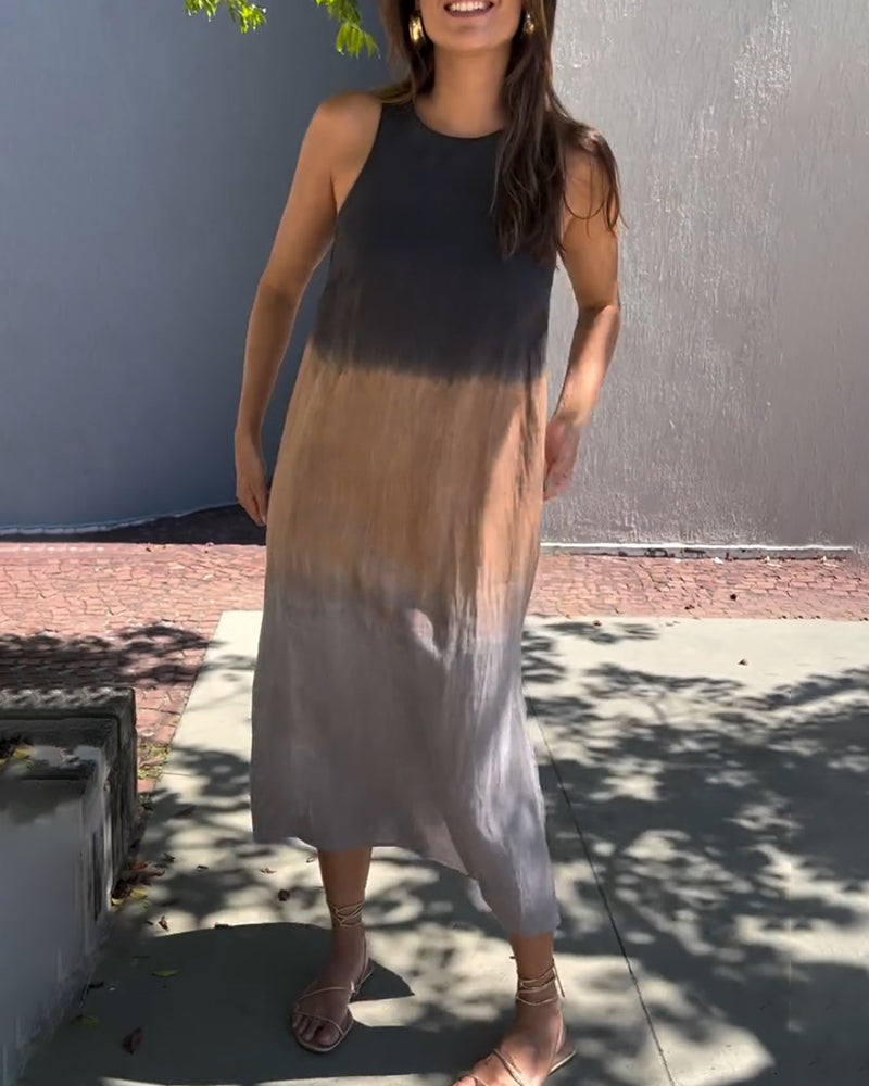 Carys | Sleeveless Round Neck Gradient Dress