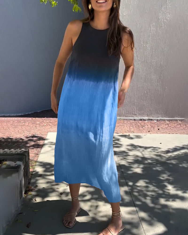 Carys | Sleeveless Round Neck Gradient Dress