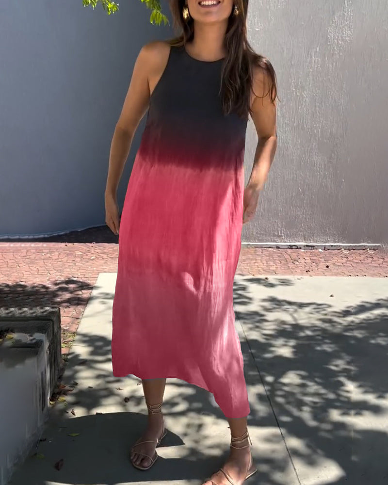 Carys | Sleeveless Round Neck Gradient Dress