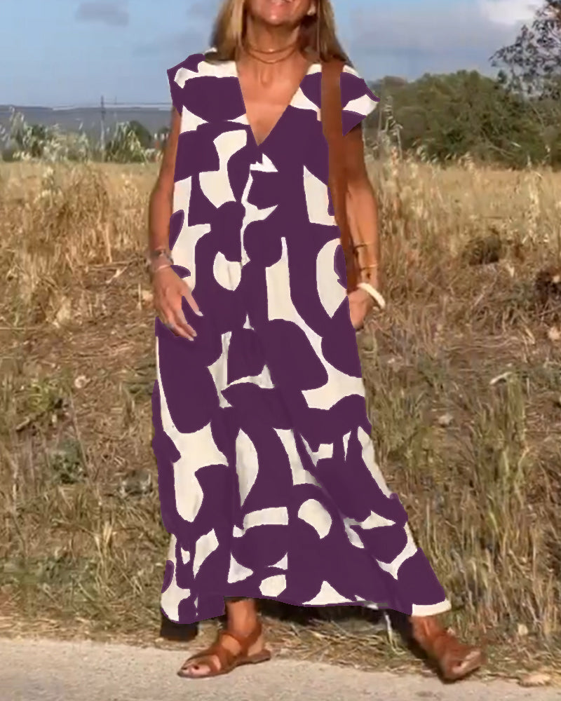 Remi | Women's Boho Floral Print V-Neck Dress