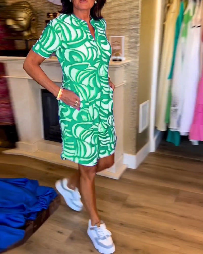 Marlo | Casual Loose Fit Printed V-Neck Dress