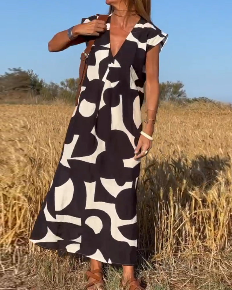Remi | Women's Boho Floral Print V-Neck Dress