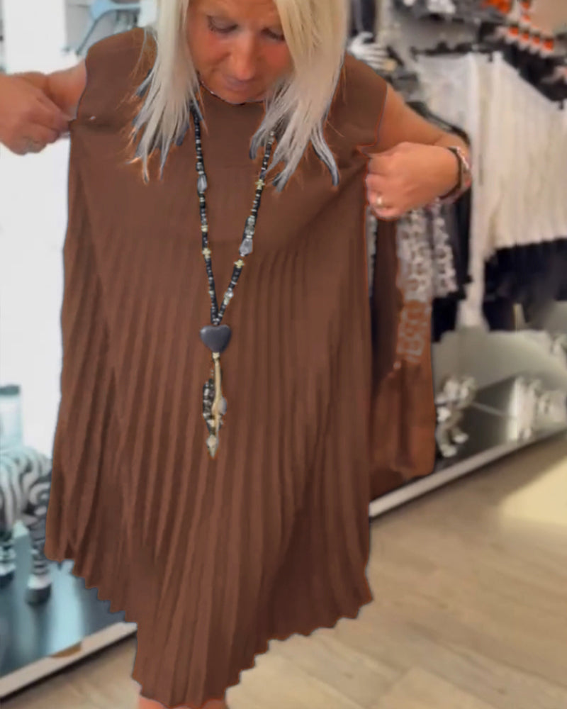 Nova | Trendy Round Neck Pleated Dress