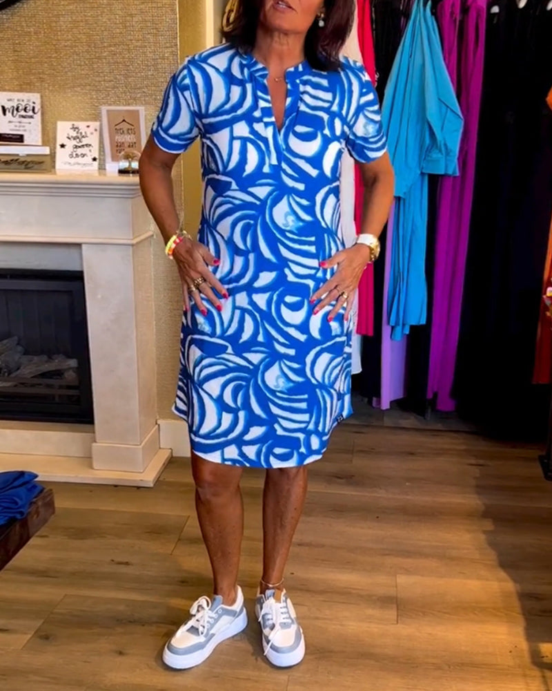 Marlo | Casual Loose Fit Printed V-Neck Dress