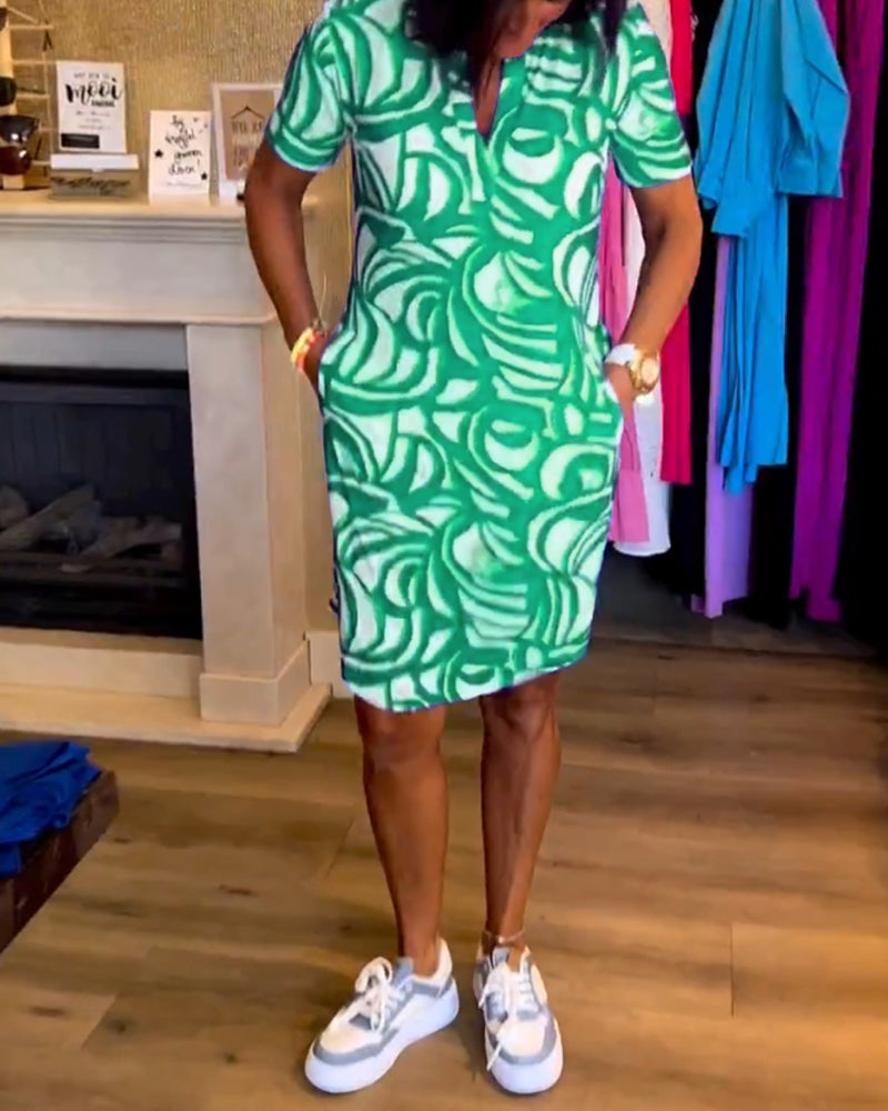 Marlo | Casual Loose Fit Printed V-Neck Dress