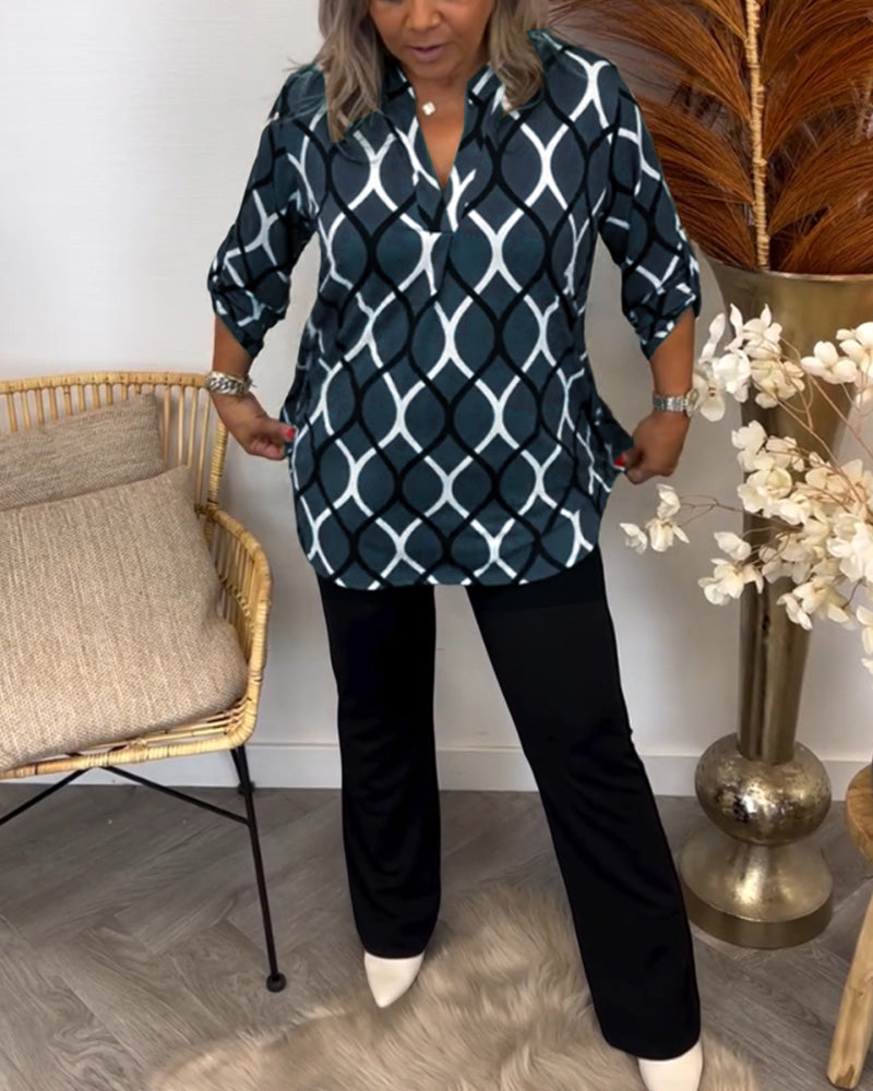 Janny | Casual Longsleeve Blouse With Elegant Pattern