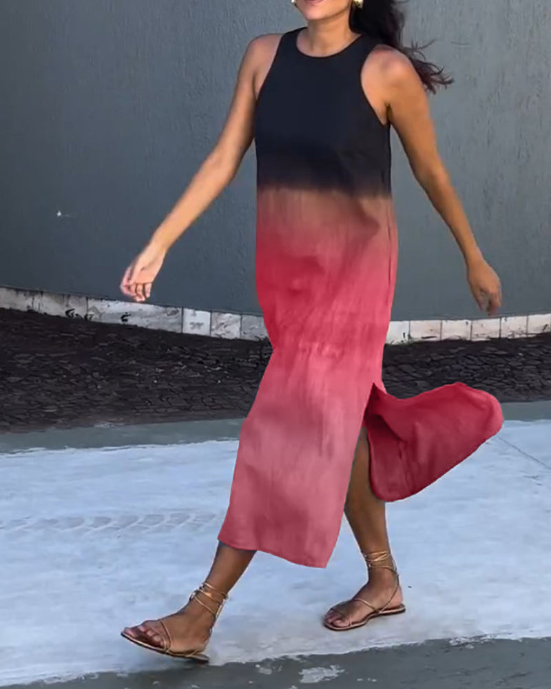 Carys | Sleeveless Round Neck Gradient Dress