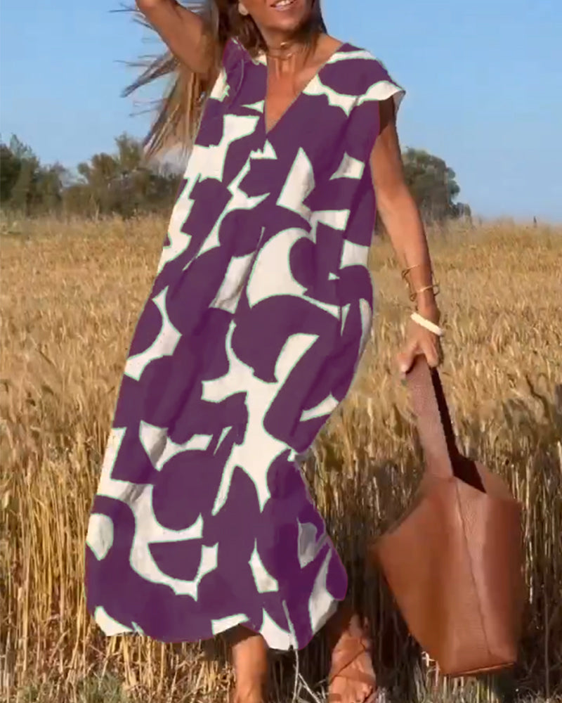 Remi | Women's Boho Floral Print V-Neck Dress