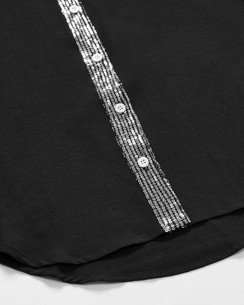 Veda | Paneled Relaxed Fit Sequin Top