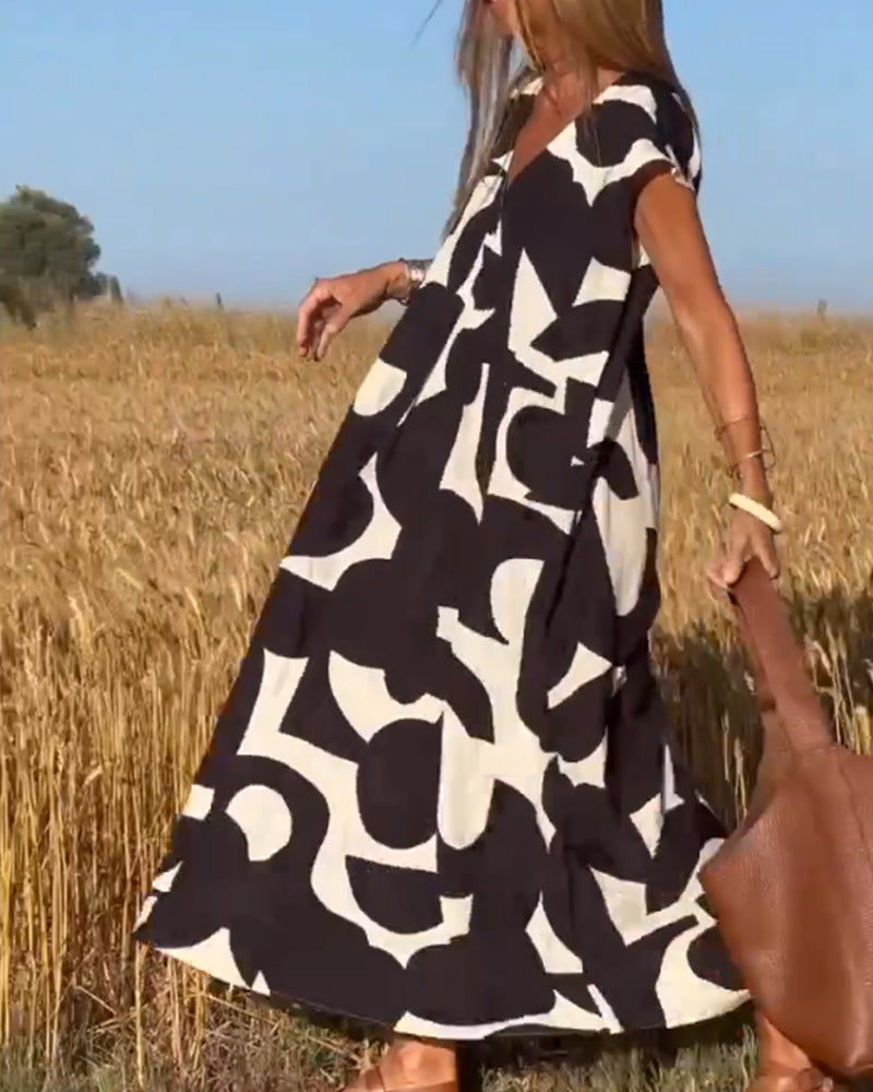 Remi | Women's Boho Floral Print V-Neck Dress