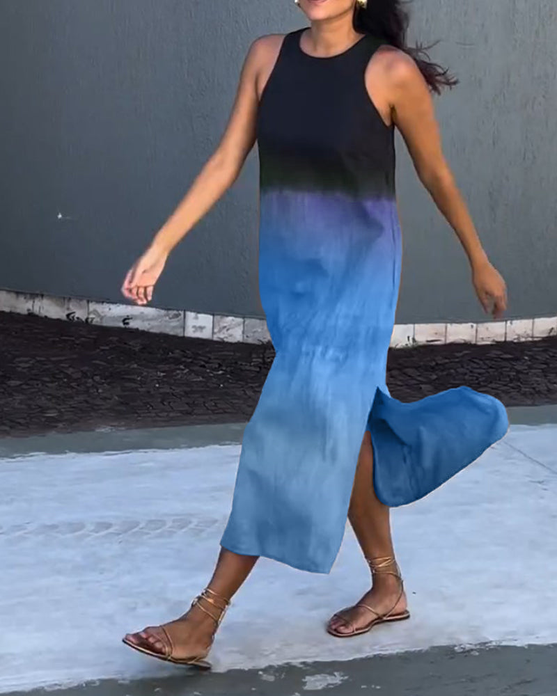 Carys | Sleeveless Round Neck Gradient Dress