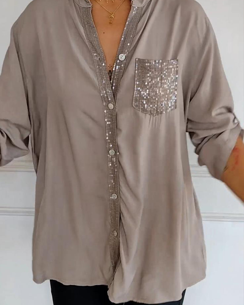 Veda | Paneled Relaxed Fit Sequin Top