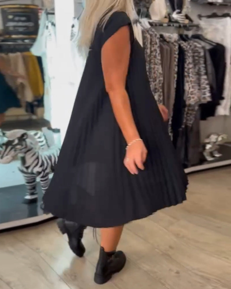 Nova | Trendy Round Neck Pleated Dress