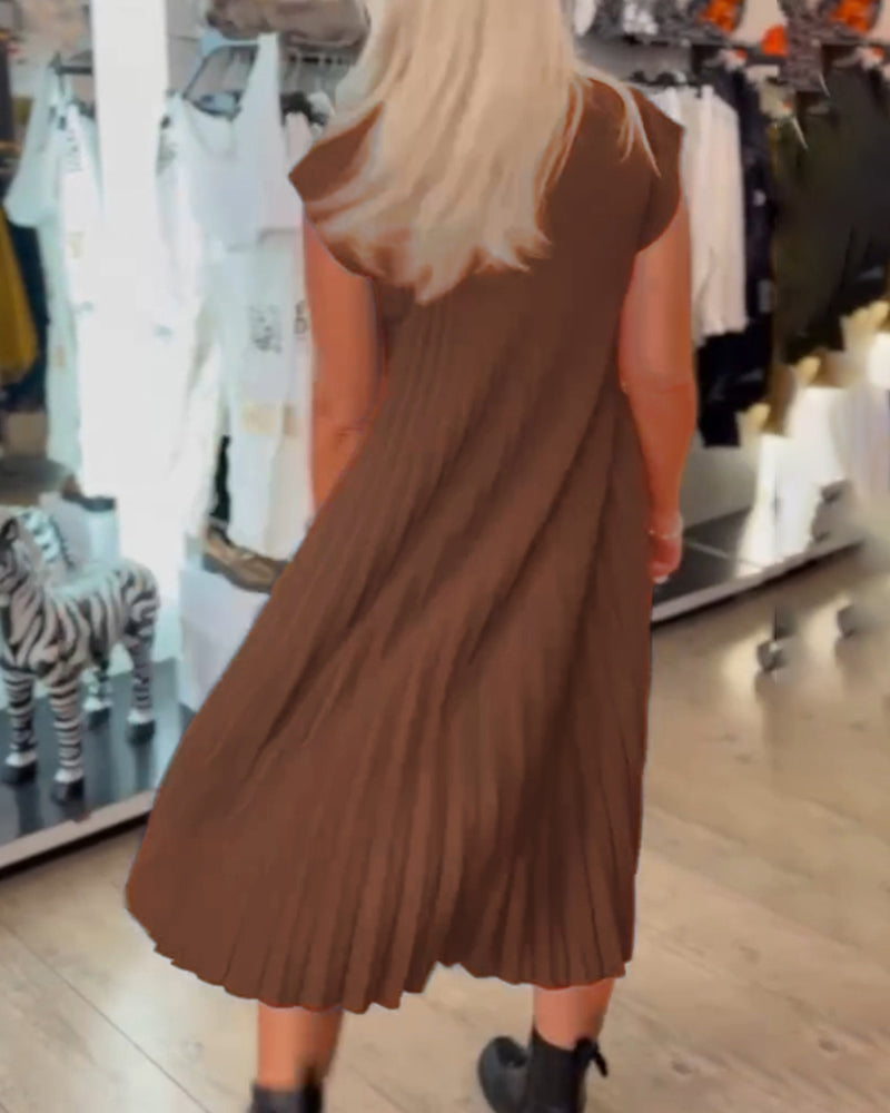 Nova | Trendy Round Neck Pleated Dress