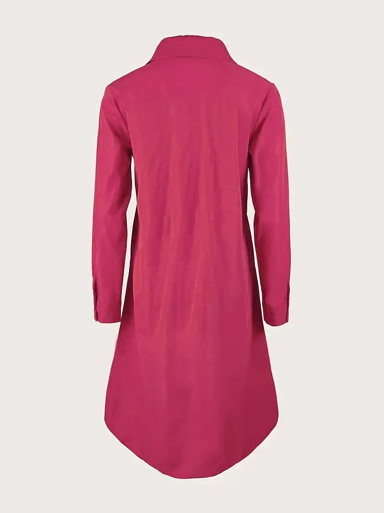 Vireya | Shirt Collar Pocket Midi Dress
