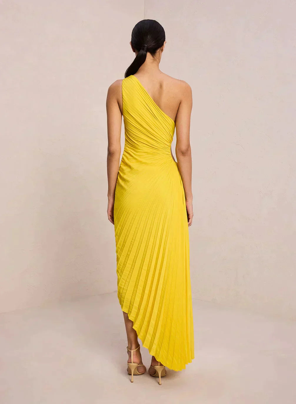 Sylviana | One Shoulder Pleated Midi Dress