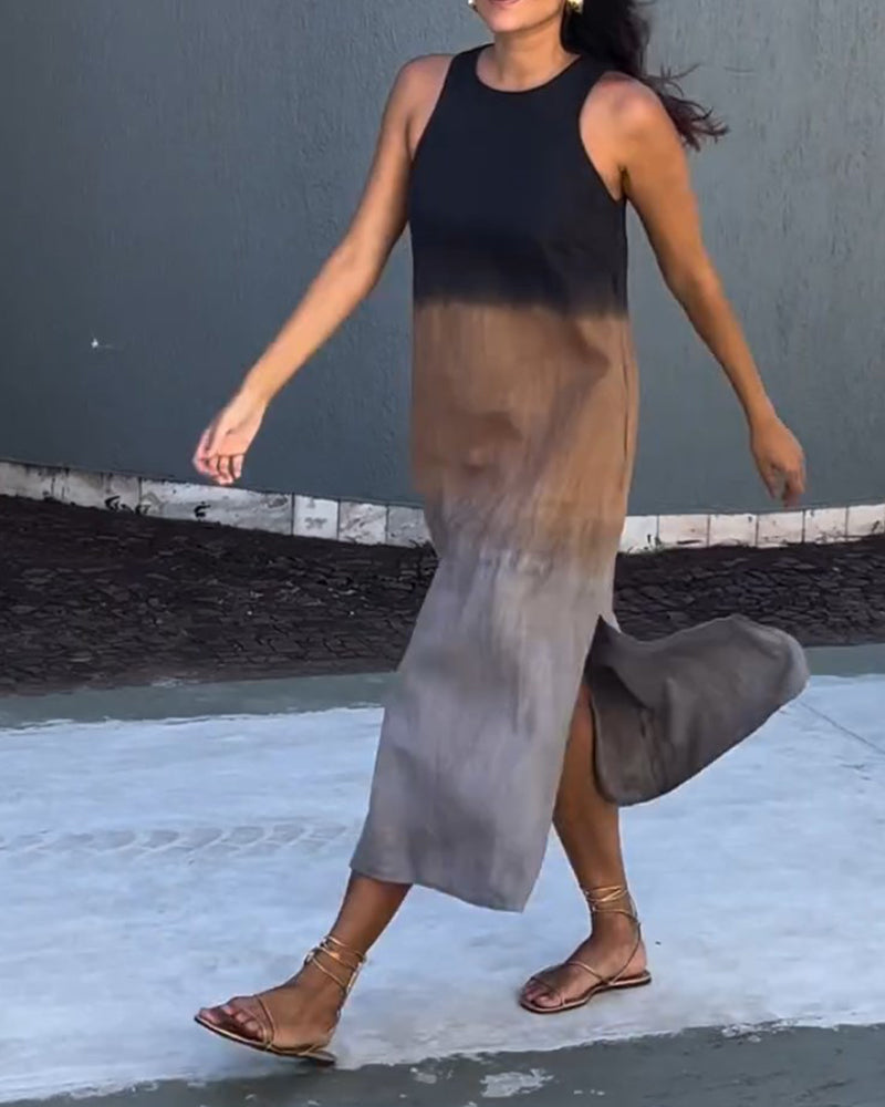 Carys | Sleeveless Round Neck Gradient Dress