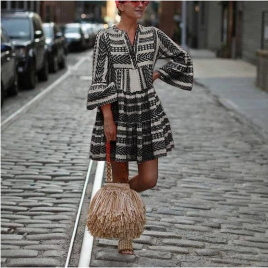 Lyra | Boho Dress With Trumpet Sleeves