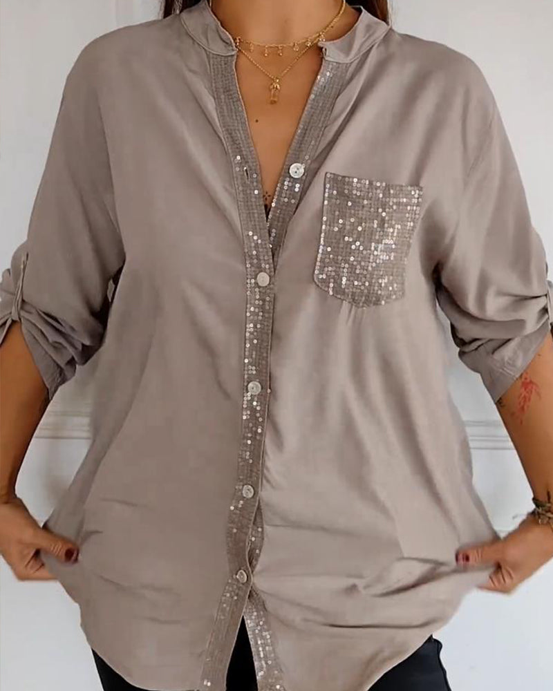 Veda | Paneled Relaxed Fit Sequin Top