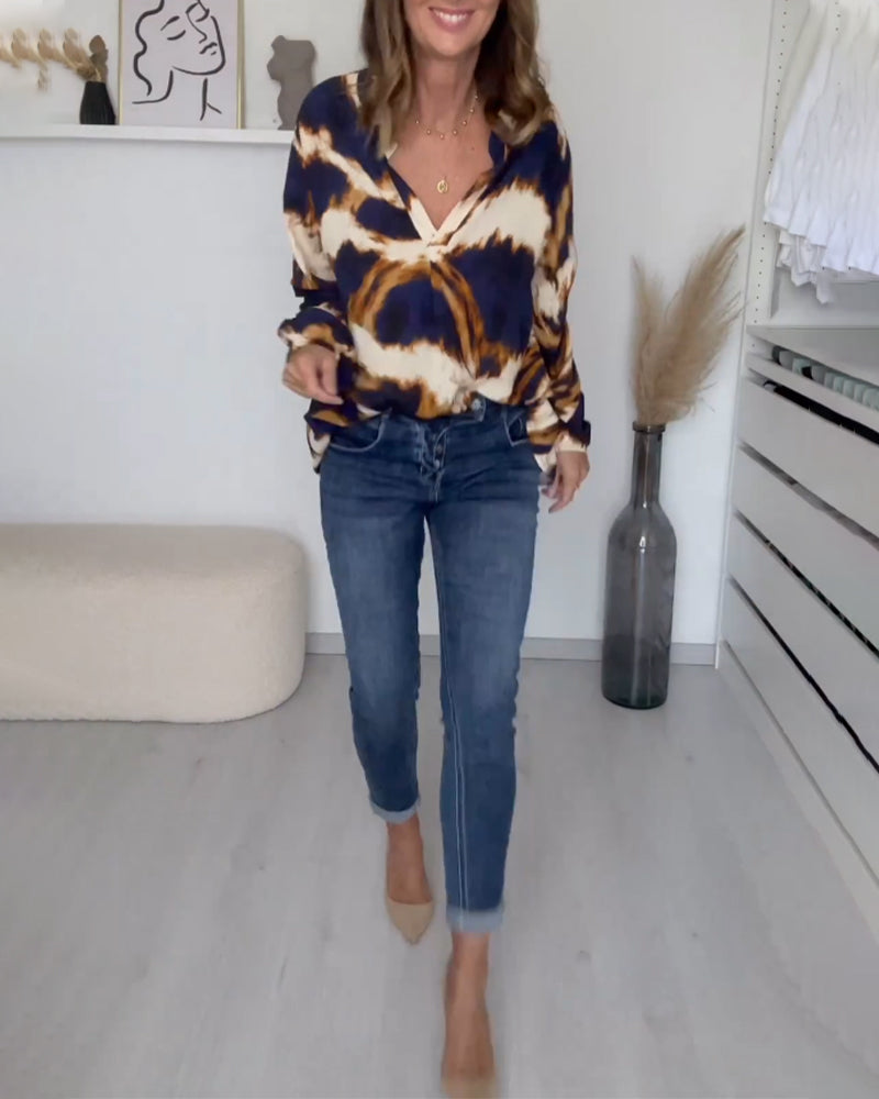 Sloane | Women's V-Neck Printed Top