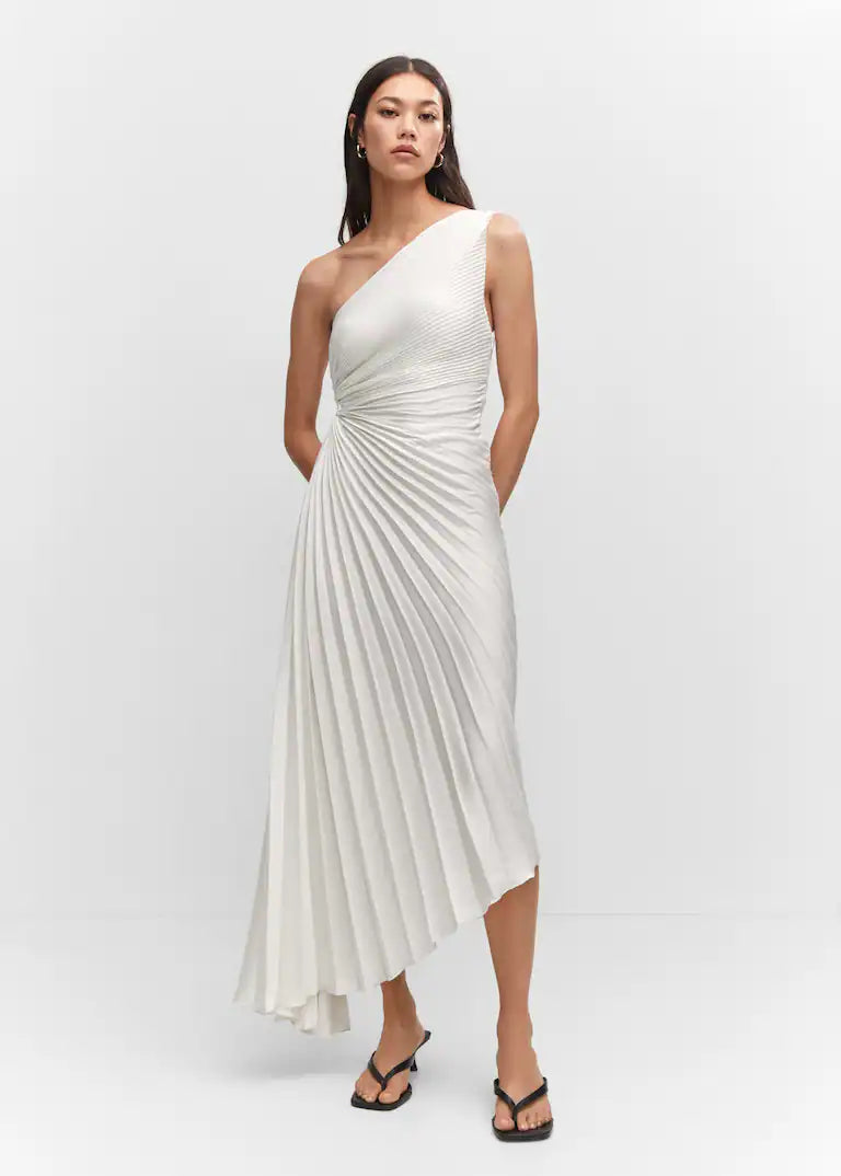Sylviana | One Shoulder Pleated Midi Dress