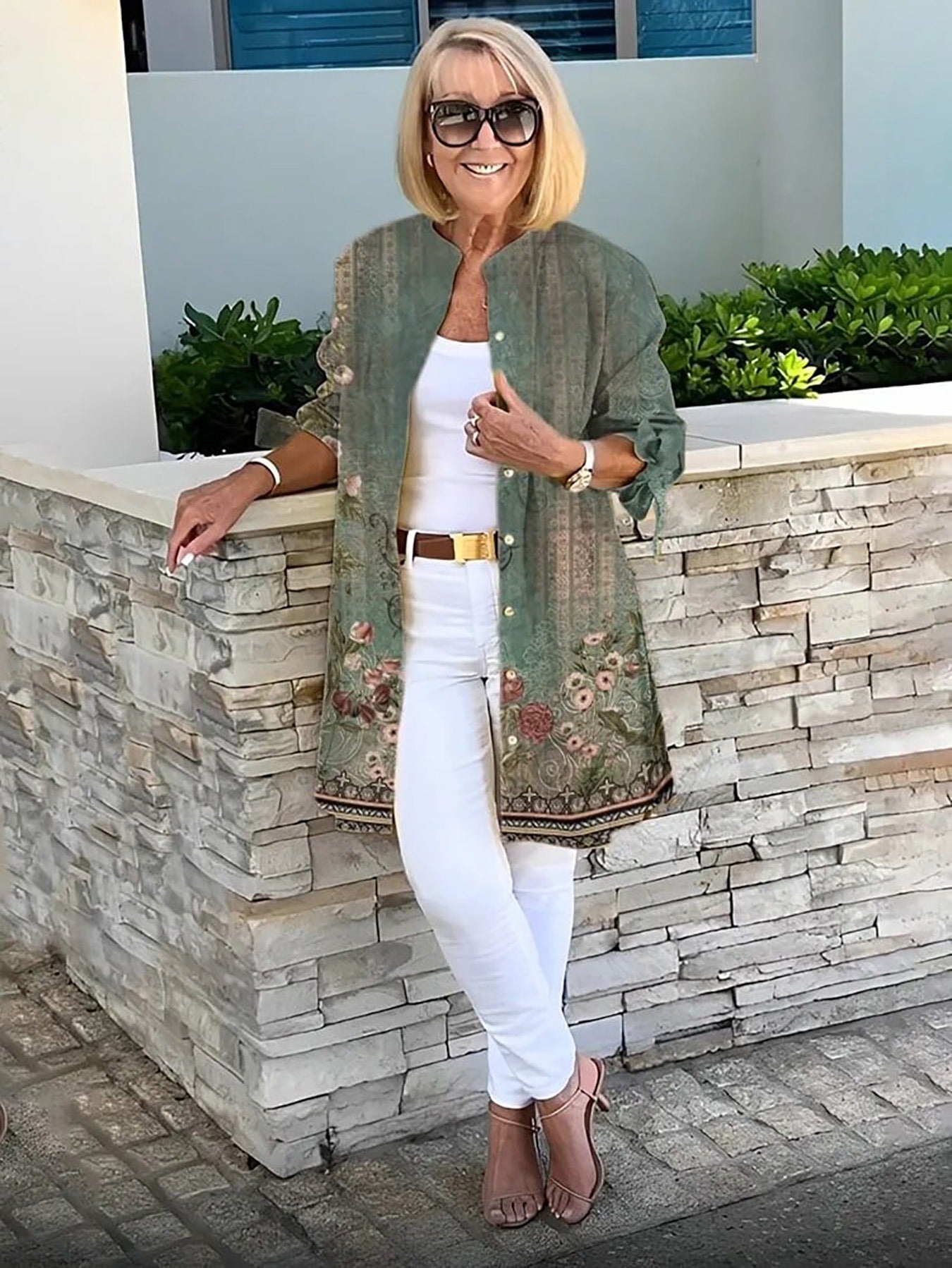 Florabel | Bow Sleeve Printed Jacket