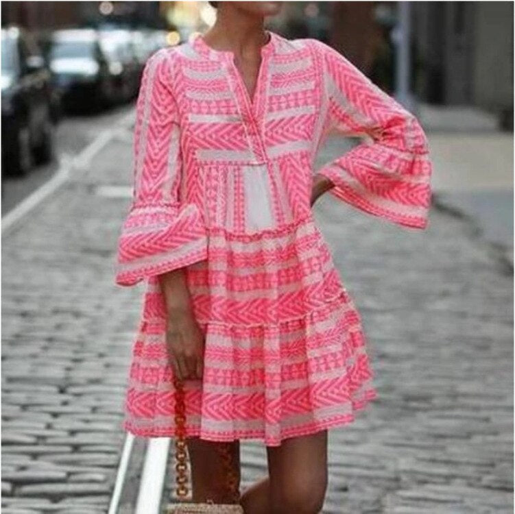 Lyra | Boho Dress With Trumpet Sleeves