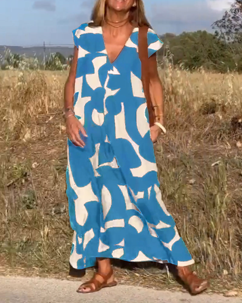 Remi | Women's Boho Floral Print V-Neck Dress