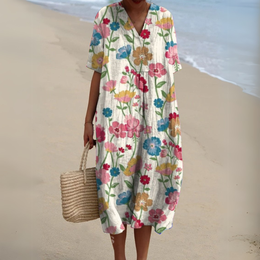 Irene | Lightweight Summer Dress With Floral Note