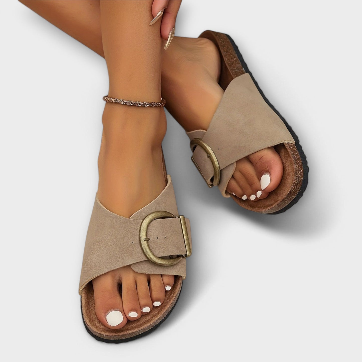 Margie | Cork Slippers For Women With Adjustable Strap Design