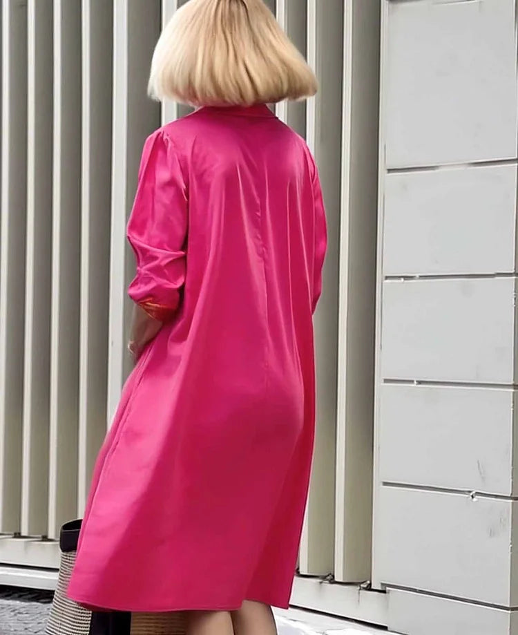Vireya | Shirt Collar Pocket Midi Dress
