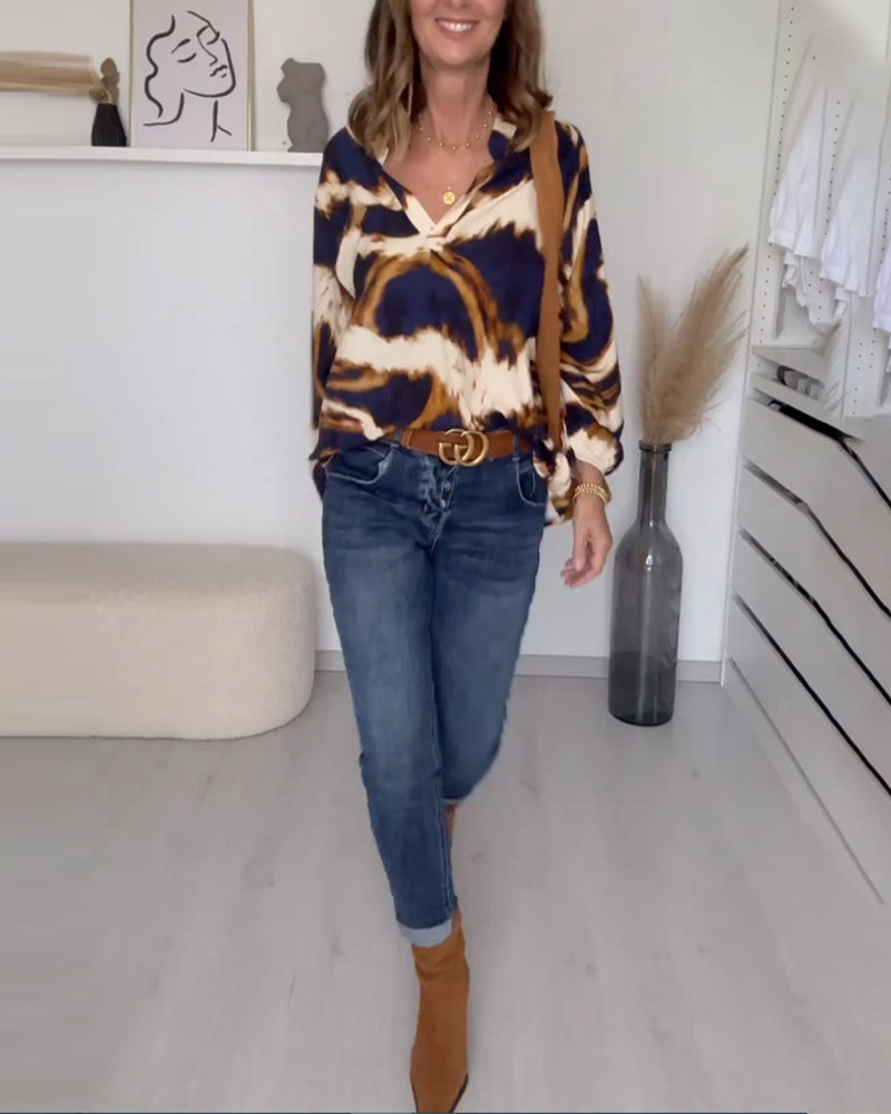 Sloane | Women's V-Neck Printed Top