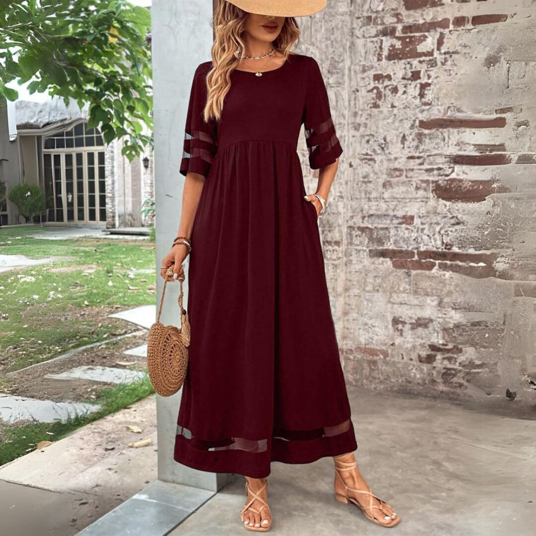 Adeline | Tummy-Flattering Dress With Sheer Accents