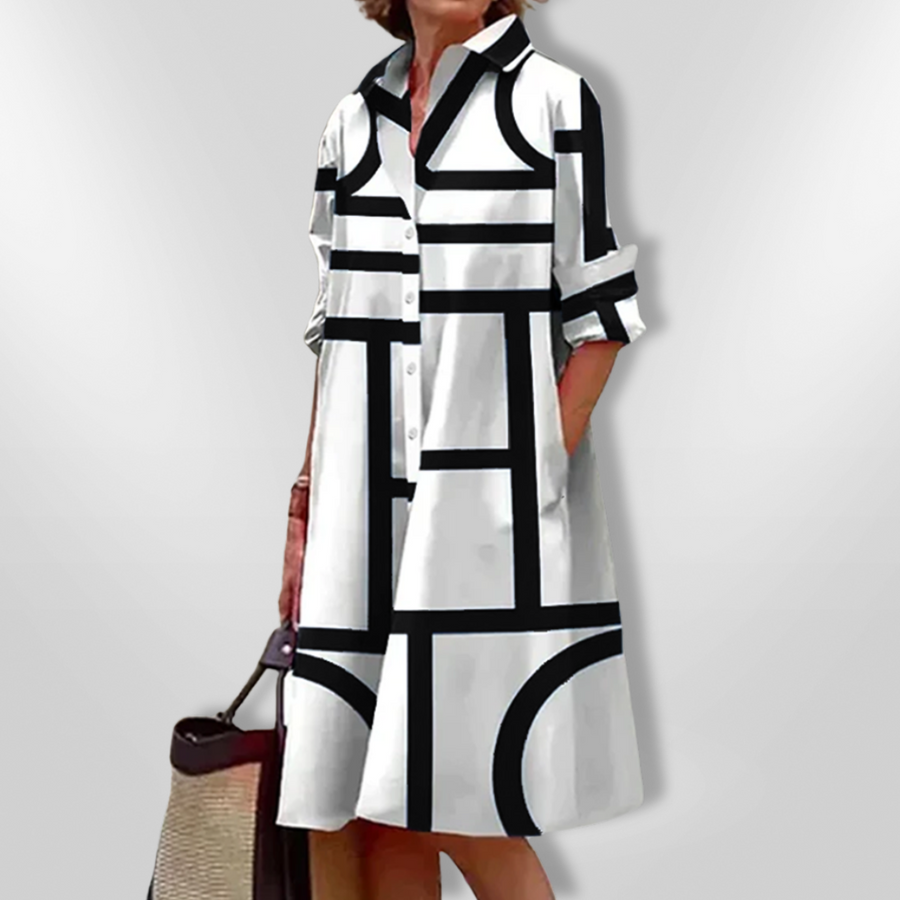 Brigitta | Airy Shirt Dress With Graphic Pattern