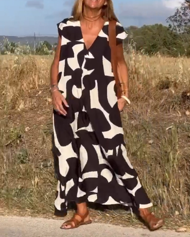 Remi | Women's Boho Floral Print V-Neck Dress