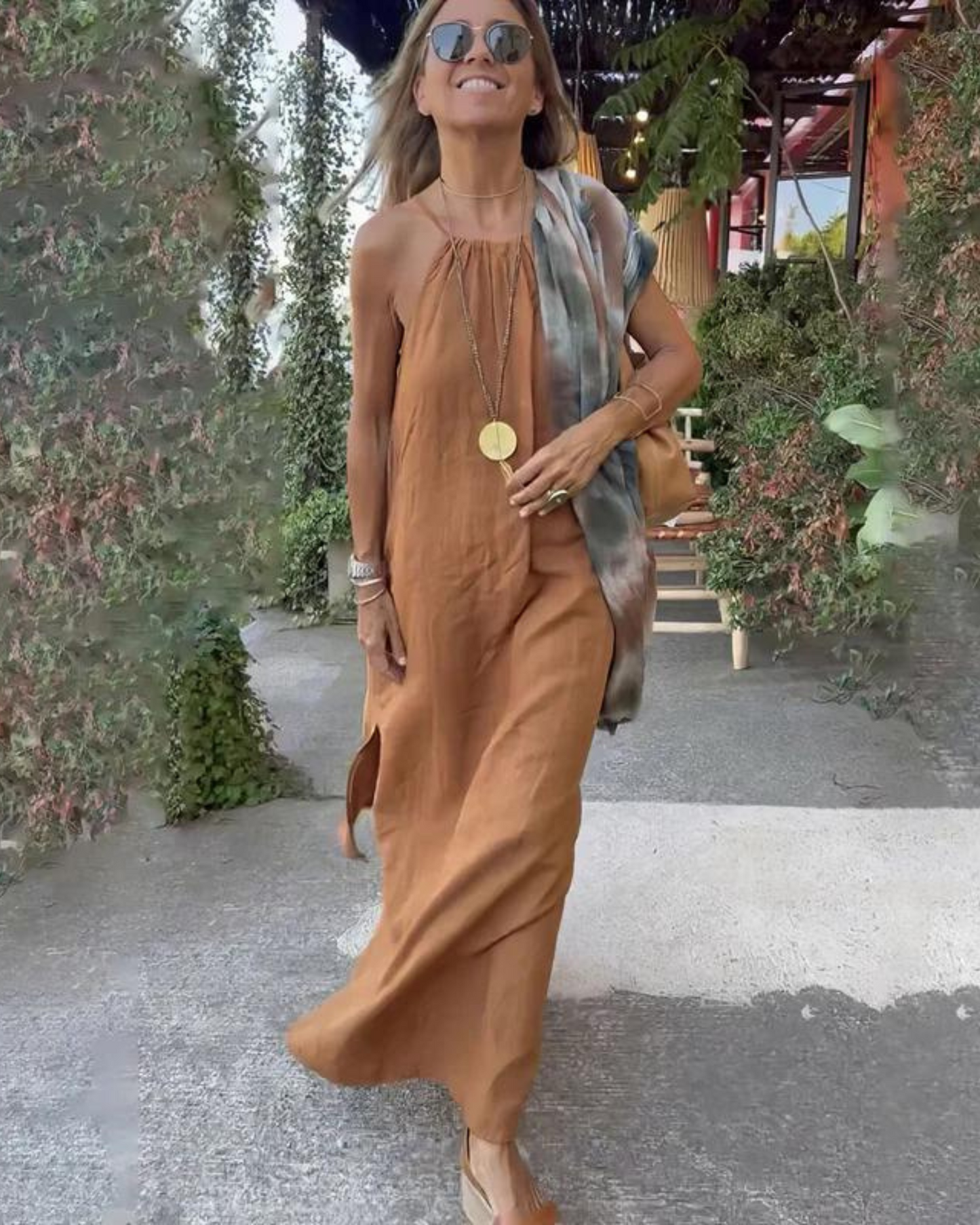Brynn | Women's Halter Slit Maxi Dress