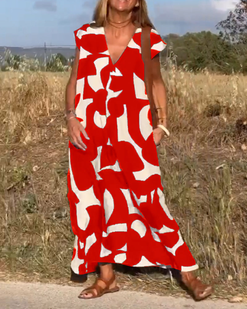 Remi | Women's Boho Floral Print V-Neck Dress
