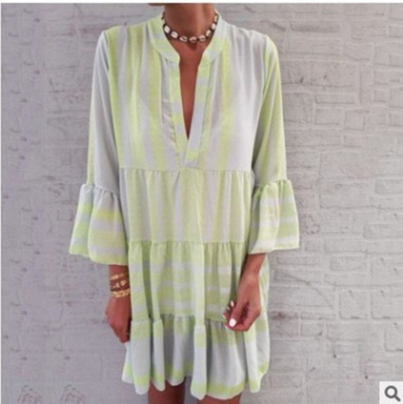 Lyra | Boho Dress With Trumpet Sleeves