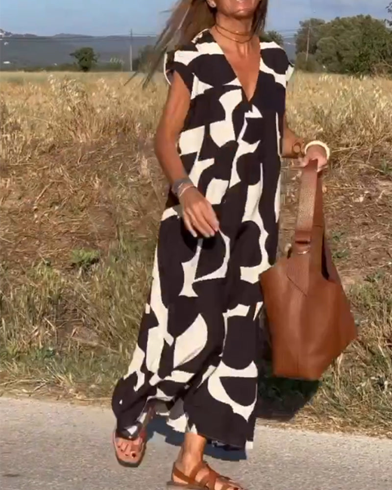 Remi | Women's Boho Floral Print V-Neck Dress