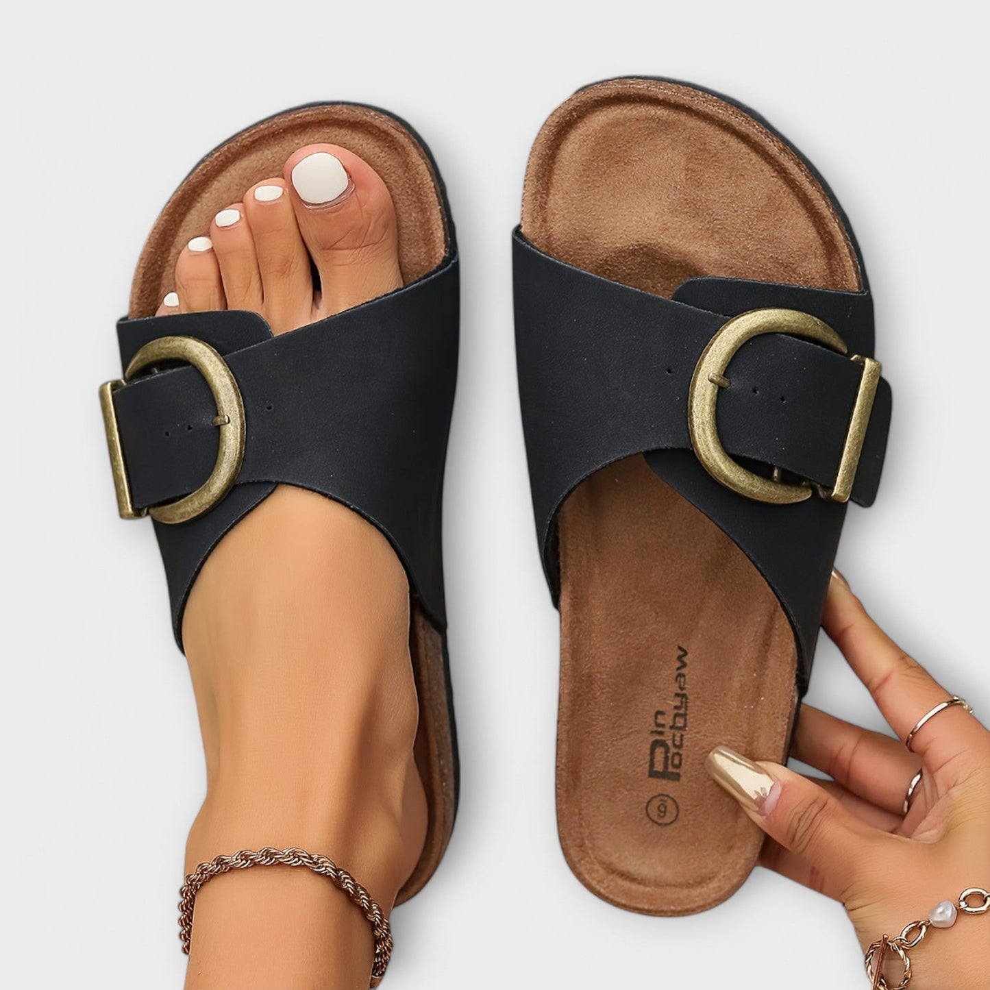 Margie | Cork Slippers For Women With Adjustable Strap Design
