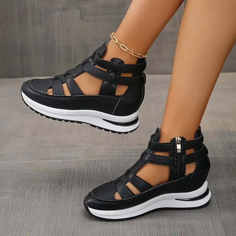 Souad | Lightweight Wedge Sandals with Side Zipper