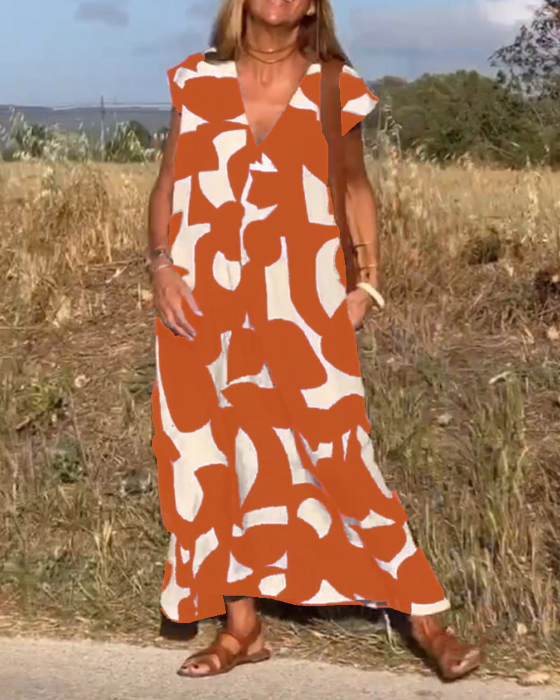 Remi | Women's Boho Floral Print V-Neck Dress