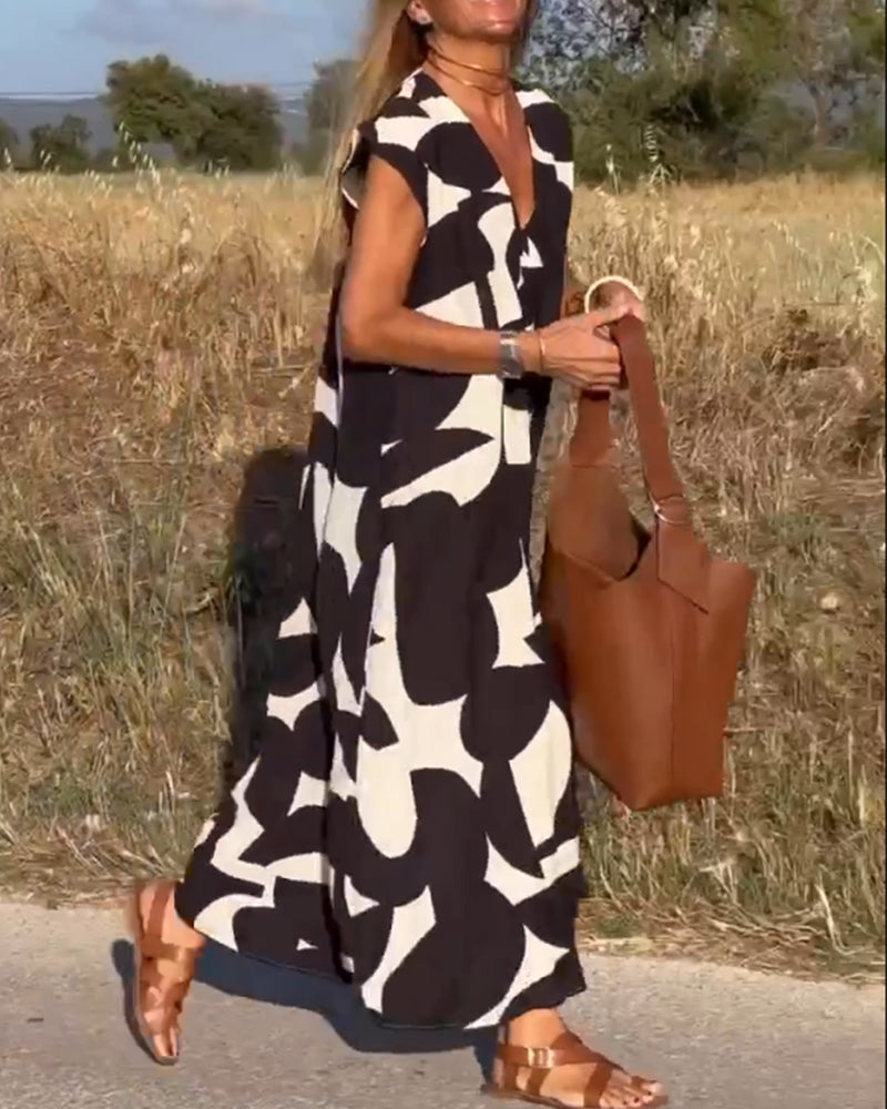 Remi | Women's Boho Floral Print V-Neck Dress